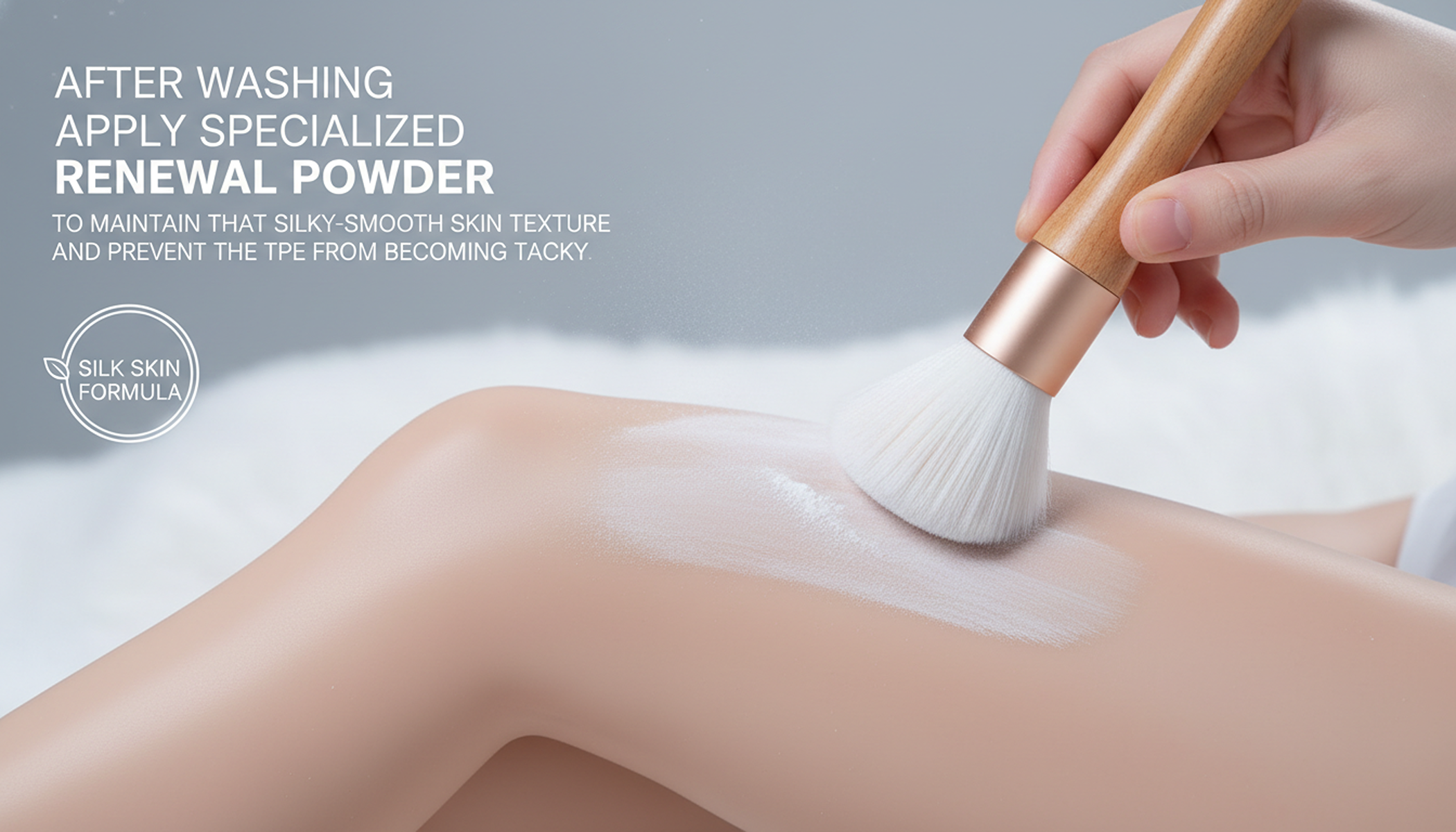 TPE ドールのパウダー洗浄と塗布により、ドールを乾燥して滑らかに保ちます (例)